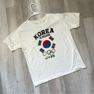 Vintage Korea Tshirt seoul 1988 olympics mens White (small) single stitch